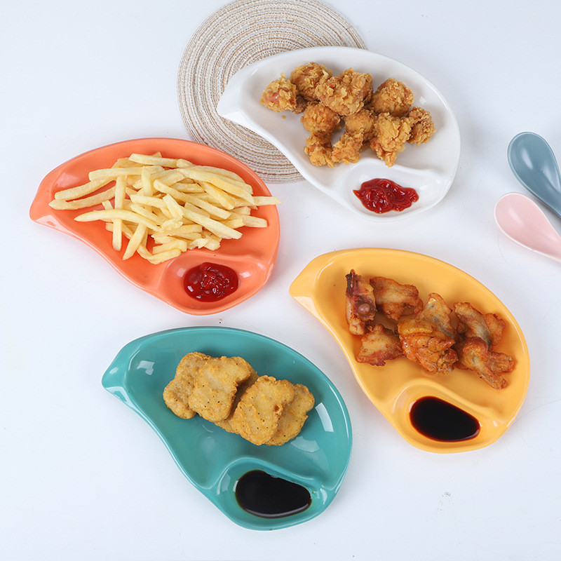 Mango Shaped Plate Dumplings Sushi Plate Snack Dipping Sauce Platter ...