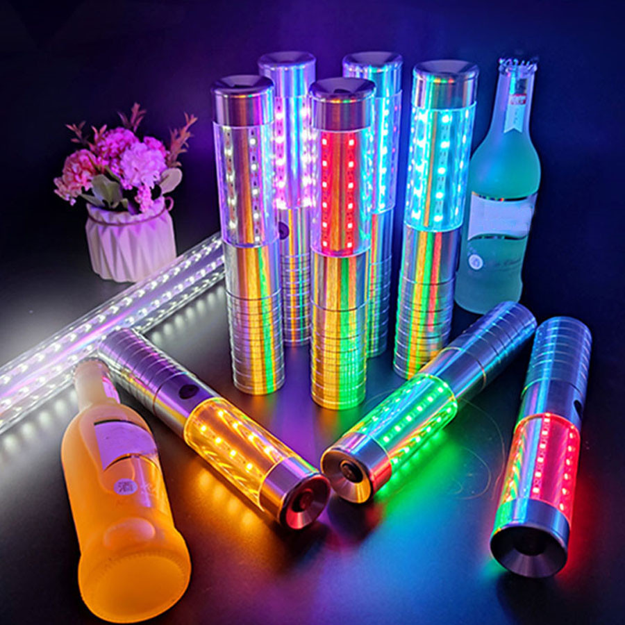 Gold Silver Bar Party Rechargeable Champagne LED Bottle Sparklers Light ...