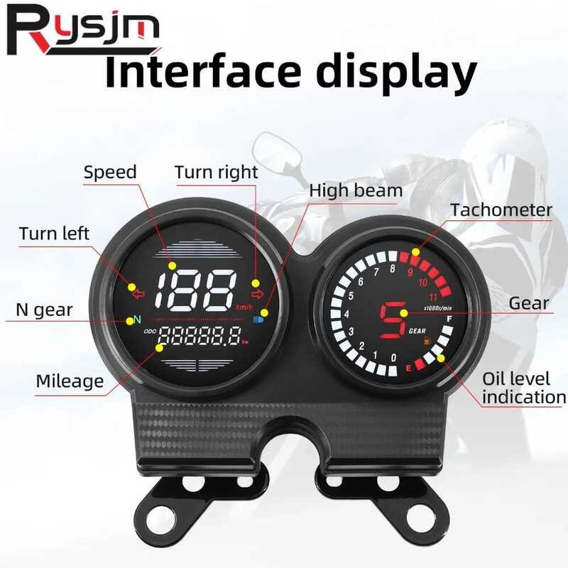 2 HD Digital Speedometer Odometer Tachometer Fuel Gauge Motorcycle ...