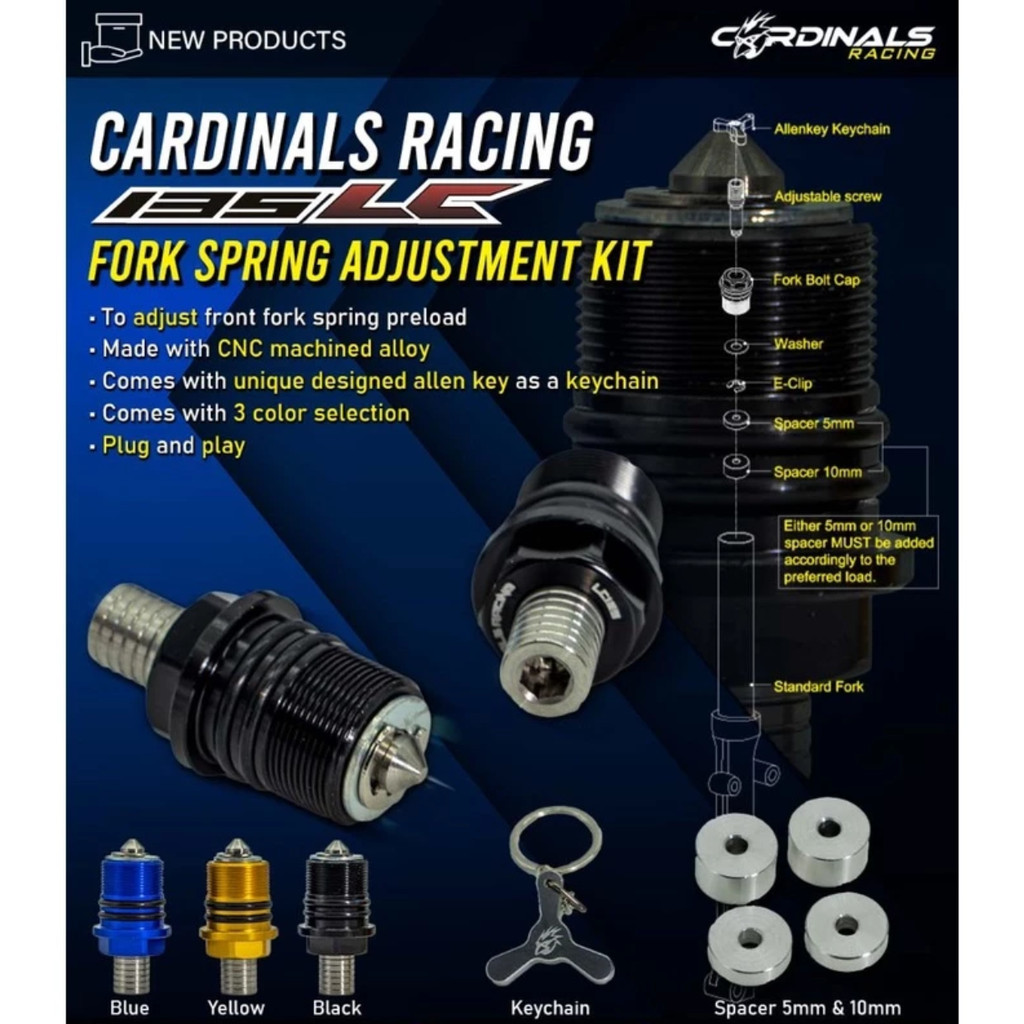 CARDINALS RACING Front Fork Spring Adjustment Kit Y15 Y15ZR Y16 / LC135 ...