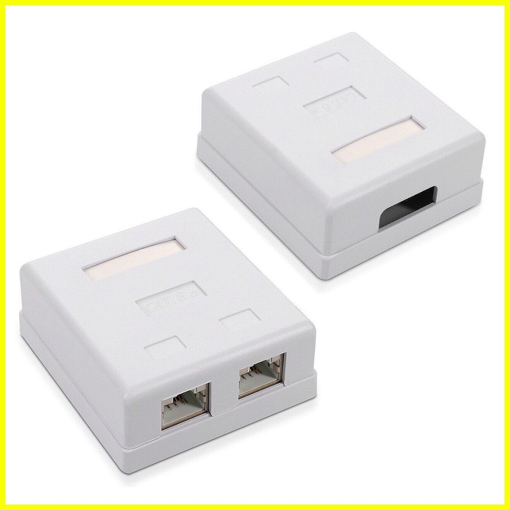Cat6 2 Port Modular Box Surface Mount Box w Adhesive cat 6 RJ45-8P8C ...