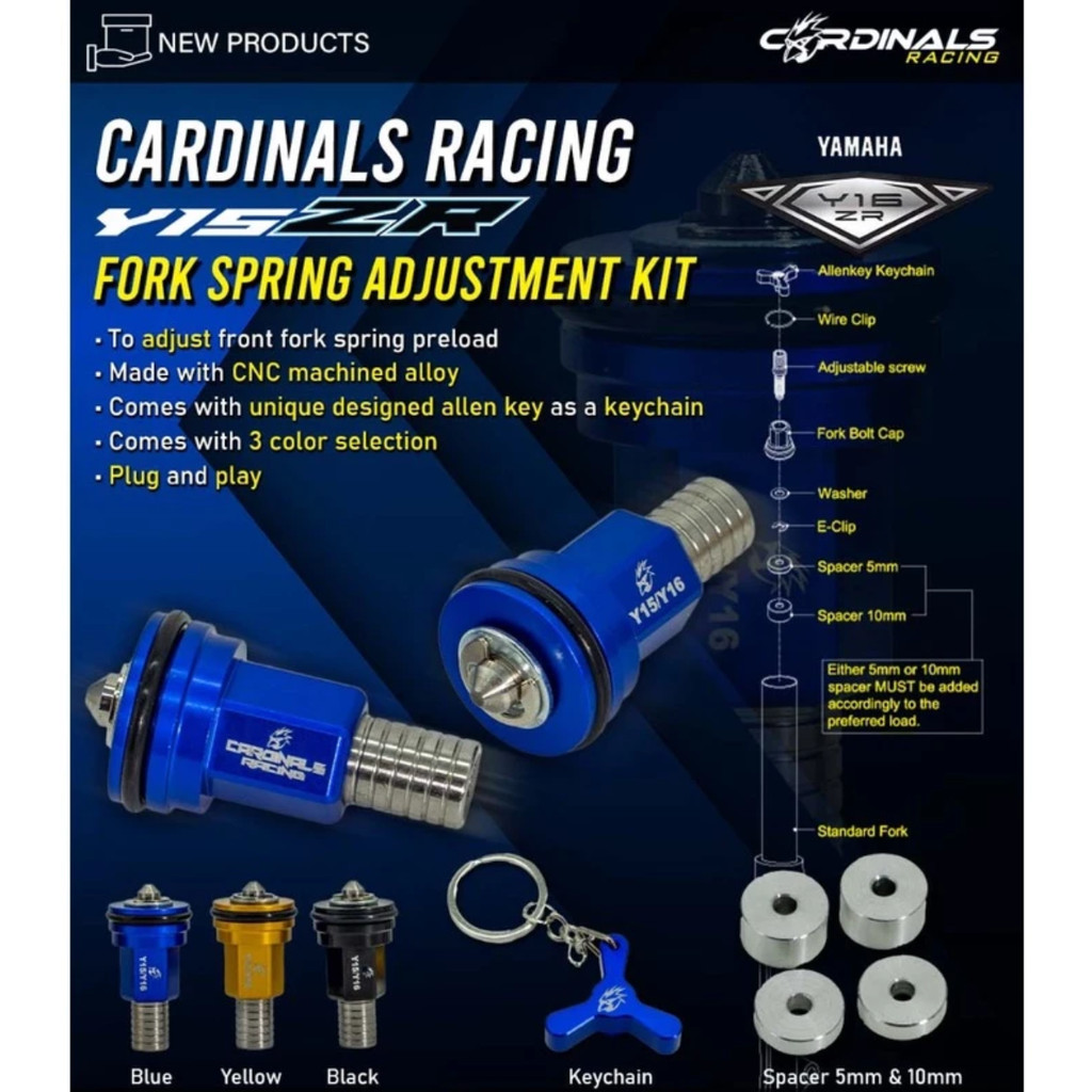 CARDINALS RACING Front Fork Spring Adjustment Kit Y15 Y15ZR Y16 / LC135 ...