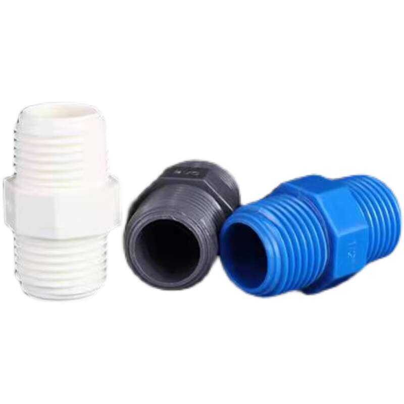 headed PVC double direct through both ends external thread joint blu ...