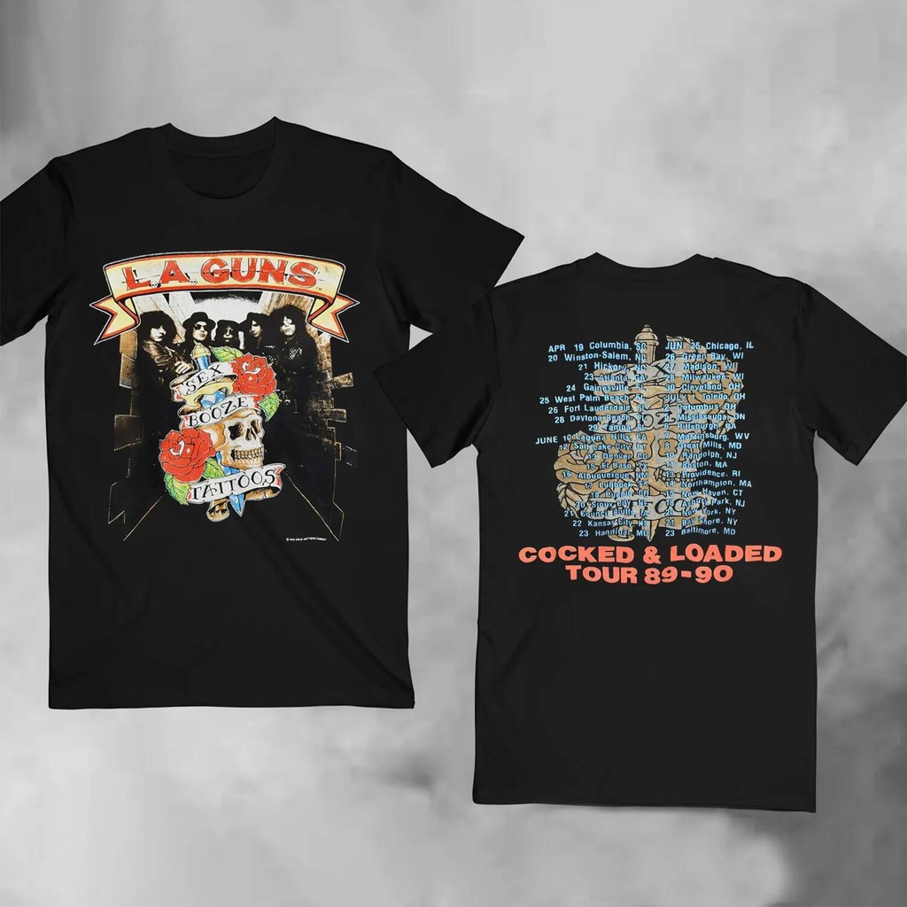Vintage 1989 LA Guns Cocked & Loaded Tour T-shirt | Shopee Philippines