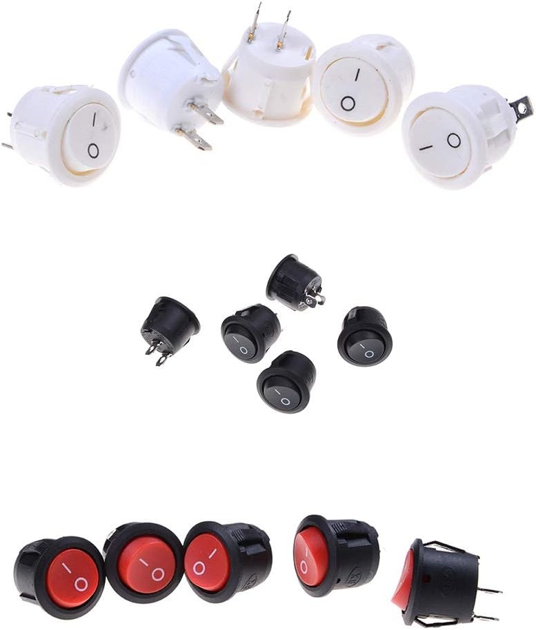 10 Pcs Round Snap Boat Rocker Switch Red Black White 20MM ON/Off Round ...