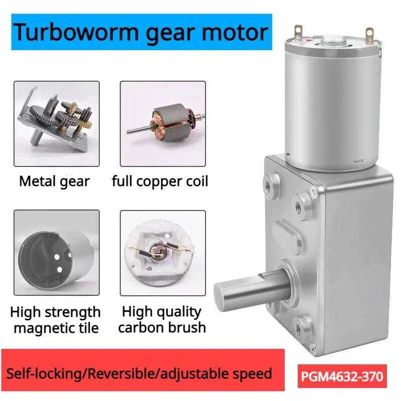 ZGY370 Gear Motor JGY370 4632 DC 6V 12V 24V High Torque Worm Reversible ...