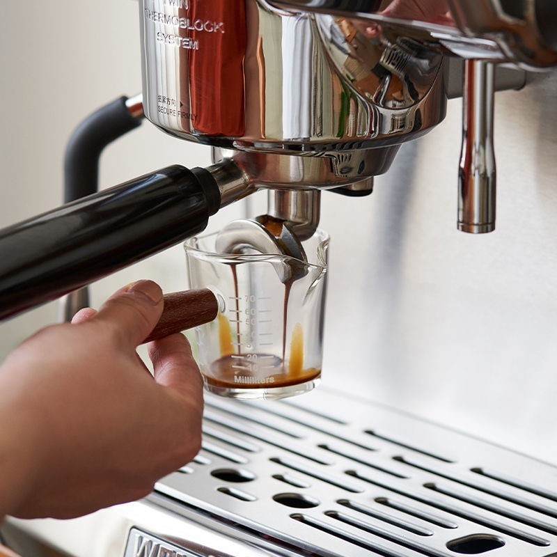 75ml Coffee Measuring Cup with Wooden handle Mini Glass Jigger Espresso ...