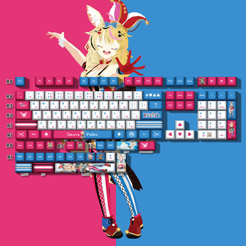 Omaru Polka 2D Anime Sublimation Mechanical Theme Keyboard Peripheral ...