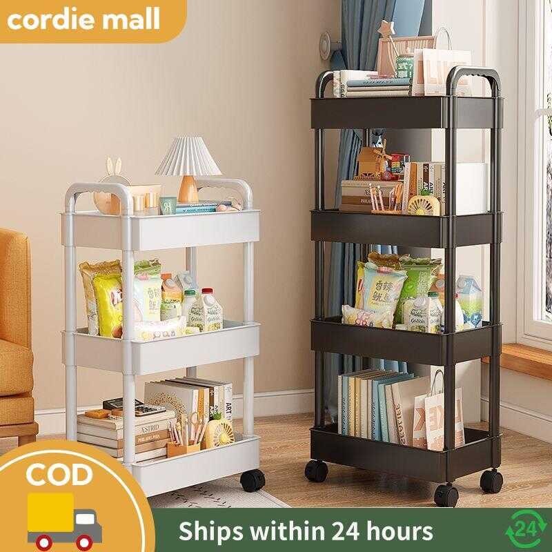 3/4/5 Layer Mobile Rack Kitchen Storage With Handle Bathroom Trolley ...