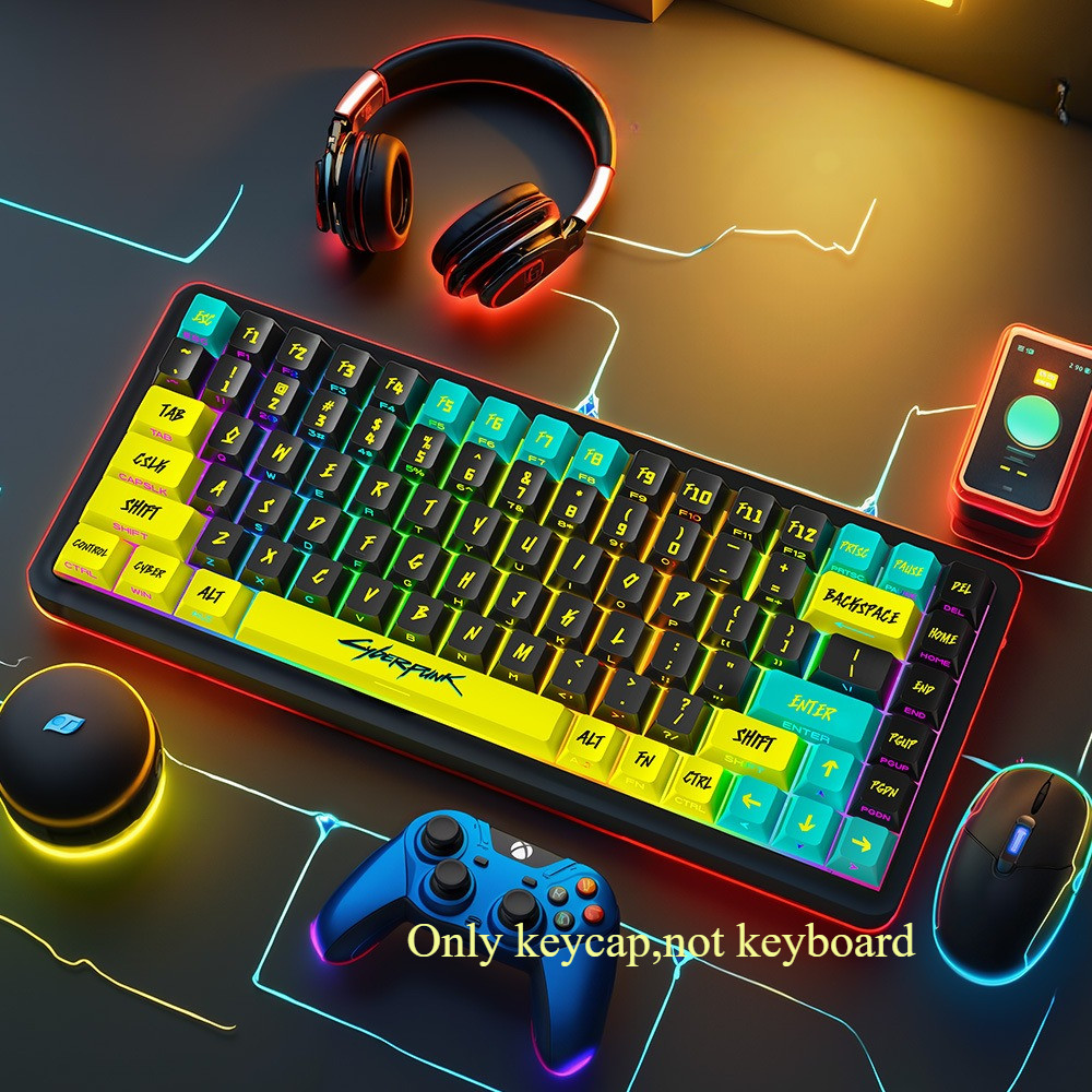 129 keys PBT Cherry Cyberpunk Style Keycaps set Side Light Transmission ...