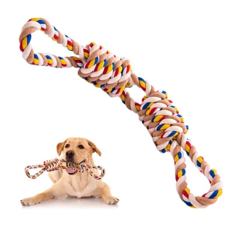 Extra Long Dog Rope Toy 60cm 2 Feet Dual Handle Tug of War Chew Safe ...