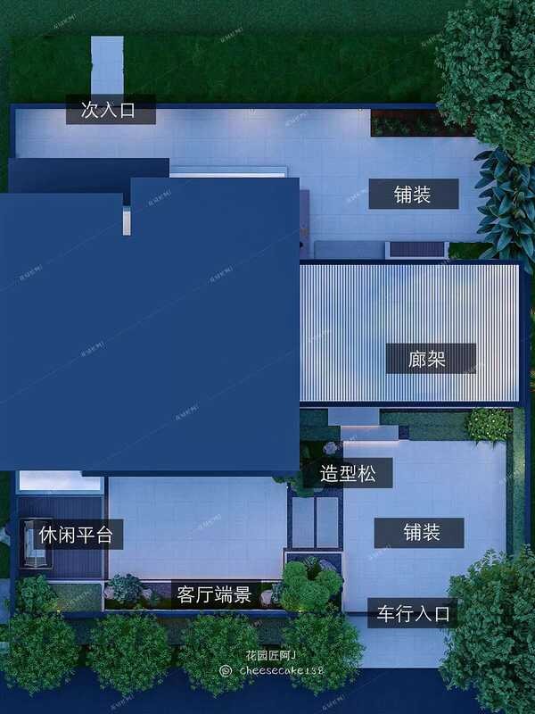 Terrace Rooftop Garden Plan Villa Courtyard Plant Design Renderings ...