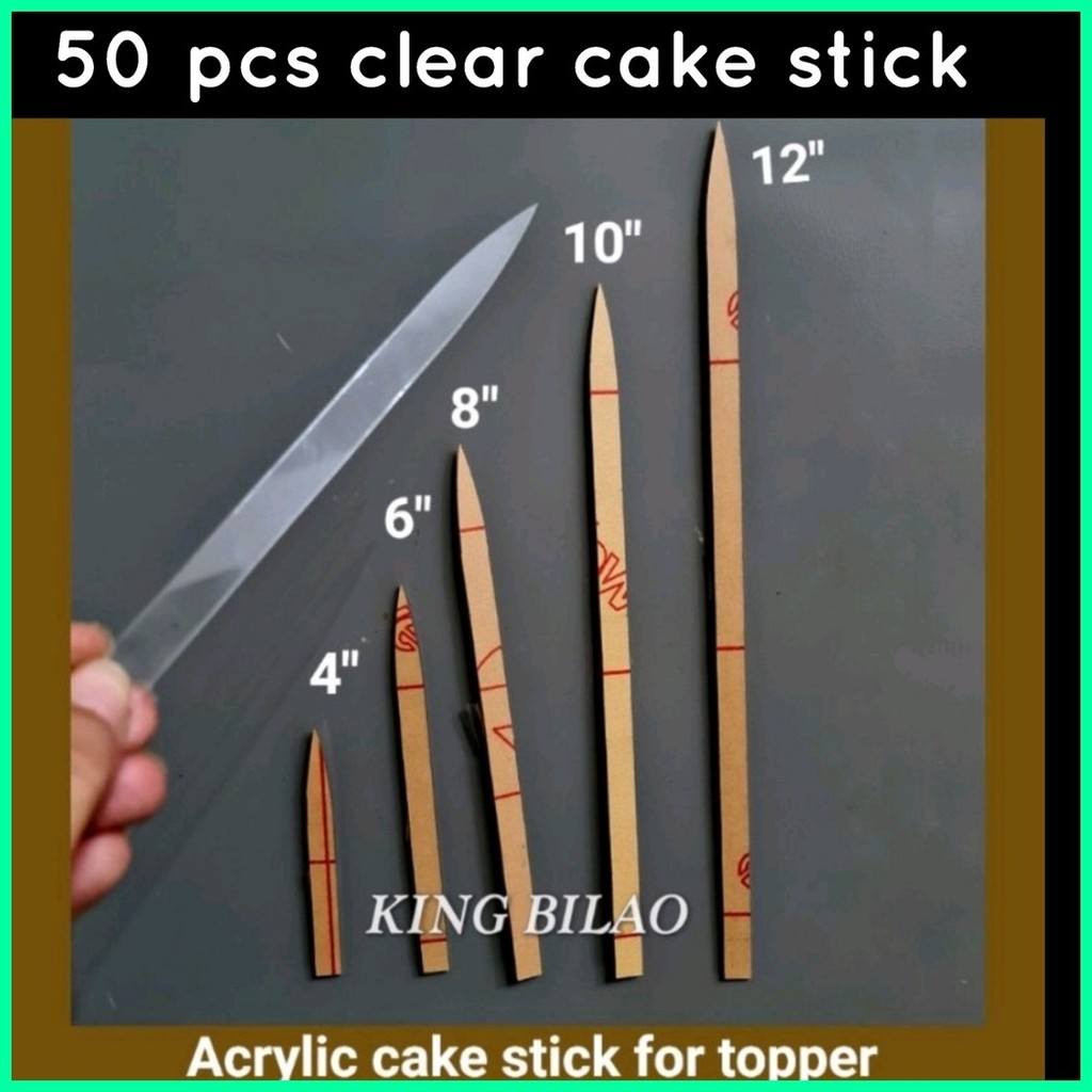 SHIP ASAP 50 PCS PRE CUT CLEAR CAKE STICK 2MM TOP GRADE PLEXIGLAS CLEAR ...