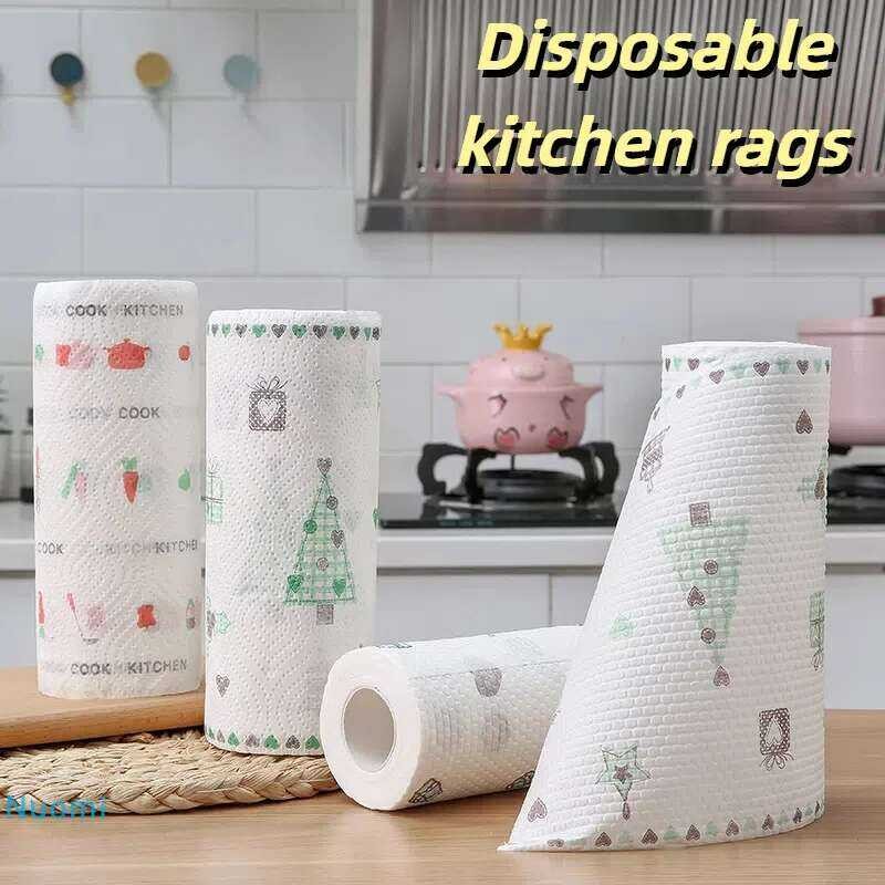 50Pcs/Roll Reusable Kitchen Disposable Rags Non-Woven Cleaning Cloths ...