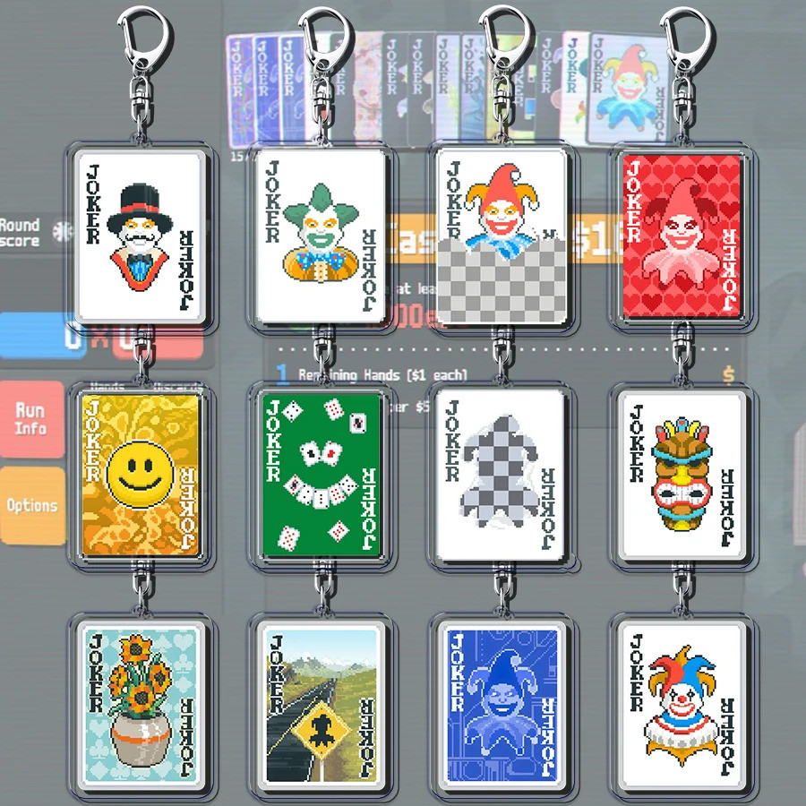 Video Game Balatro Keychains for Accessories Bag Poker Game Keyrings ...