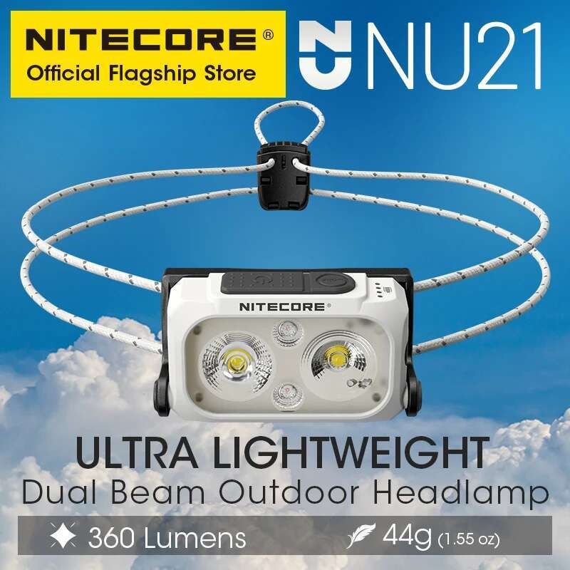 Aazon.co : Nitecore NU25 400 Luen USB-C Rechargeable Headlap, Lightweight, Dual Bea, With