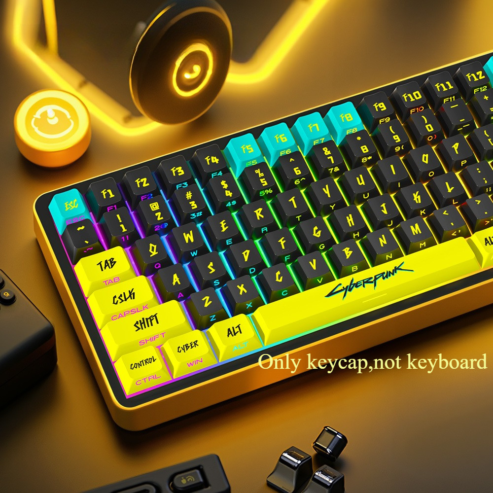 129 keys PBT Cherry Cyberpunk Style Keycaps set Side Light Transmission ...
