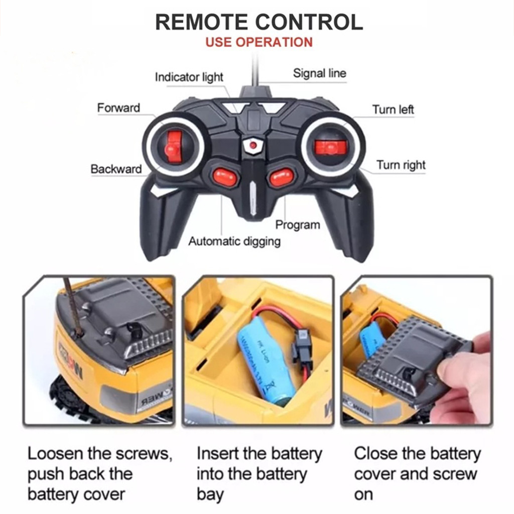 Backhoe Remote Control Rechargeable Alloy Excavator Remote Control Car ...