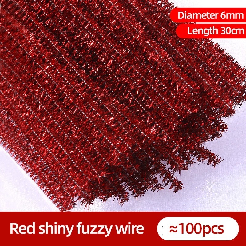 Glitter Fuzzy wire 100 pcs Shining chenille wire for flower fuzzy wire ...