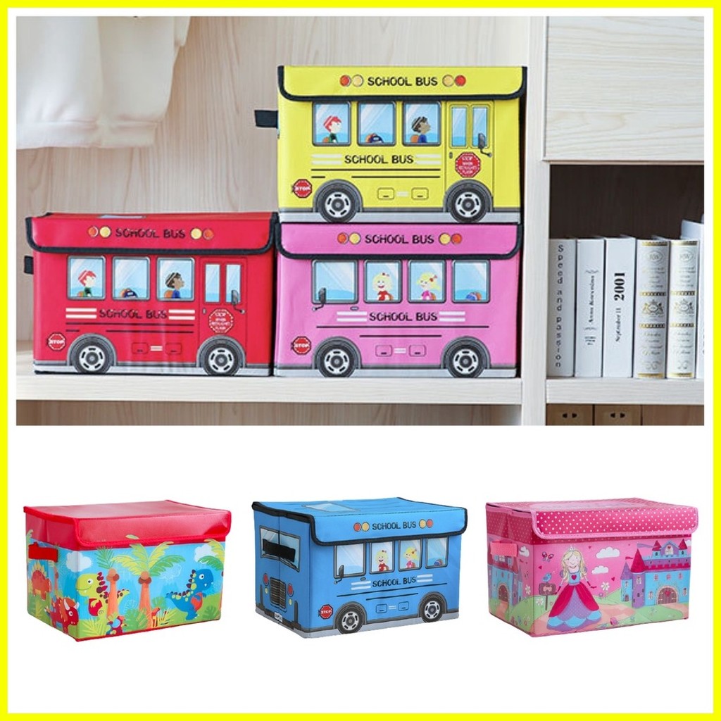 Play and Store PU Leather Kids Bus Foldable Storage Organizer Toy ...