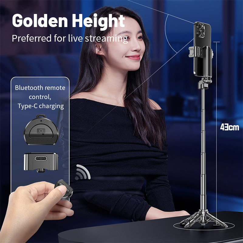 New P15 Mini Selfie Stick Tripod 3 In 1 Phone Stand With Detachable Remote For Vlog Telescopic Multifunctional Tripod Portable - 44 - View #3