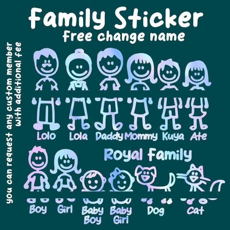 Personalized Stick Figure Family Car Sticker Free Customized Name bfe ...