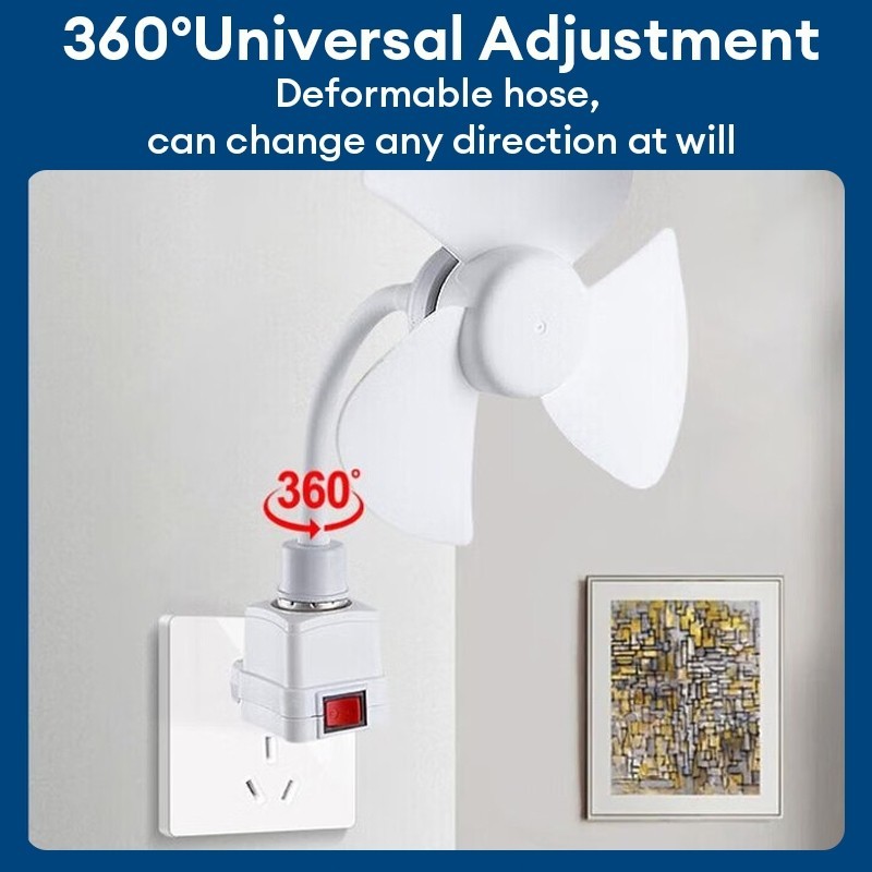 Portable 360° Bending E27 Socket Fan Can Change Direction Home Portable ...