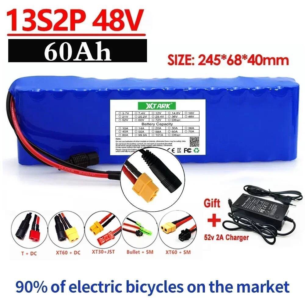 Batterie 48V 50Ah 13S2P Pour Vélo électrique – PVC étanche, BMS Intégré, 8 Protections, Autonomie Boostée