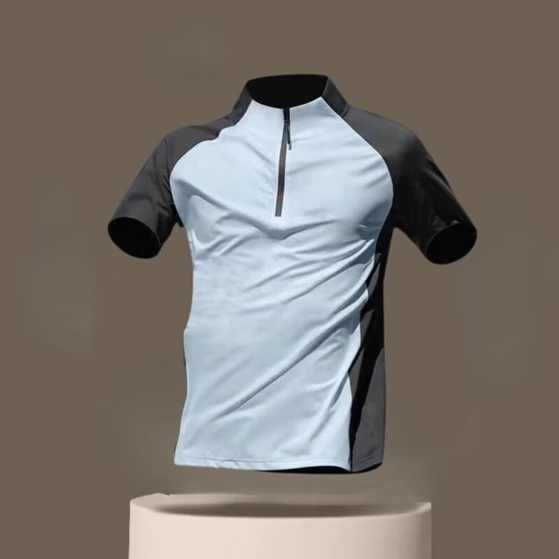 Evoo Men's Stand Collar Half Zip Training Tee Quick Dry Moisture ...