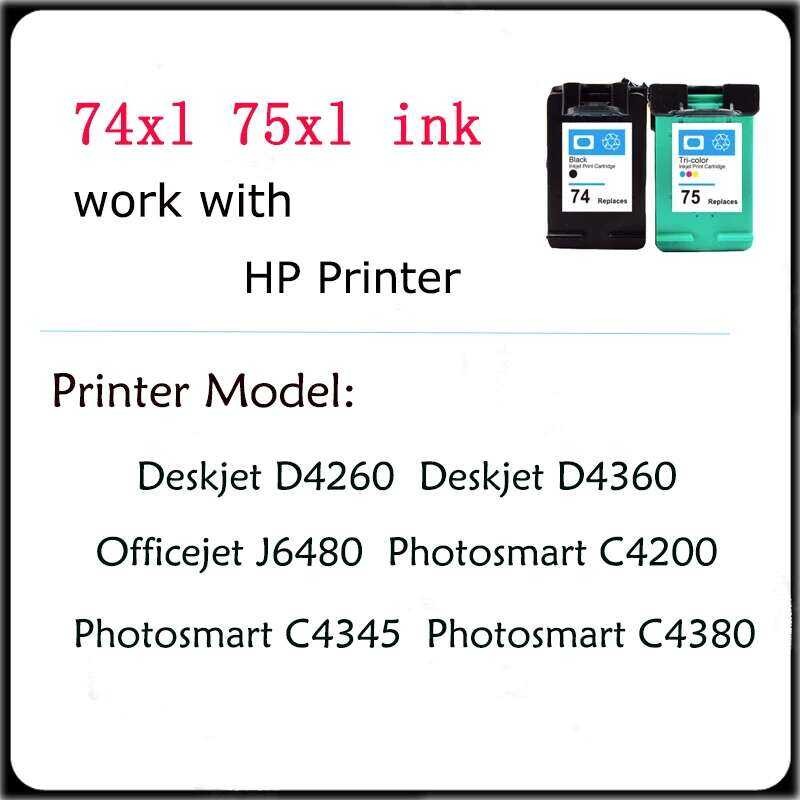Vilaxh 4C 74Xl 75Compatible Ink Cartridge For HP 74 75Xl Photosmart ...