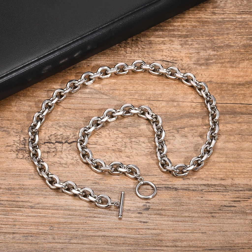 Vnox Stainless Steel Minimalist Chain, Ot Buckle Necklace for Men ...