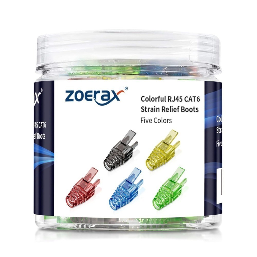 ZoeRax 200-Piece 5-Color RJ45 Cat6 Cat5e UTP Punch-Down Modular Plugs ...