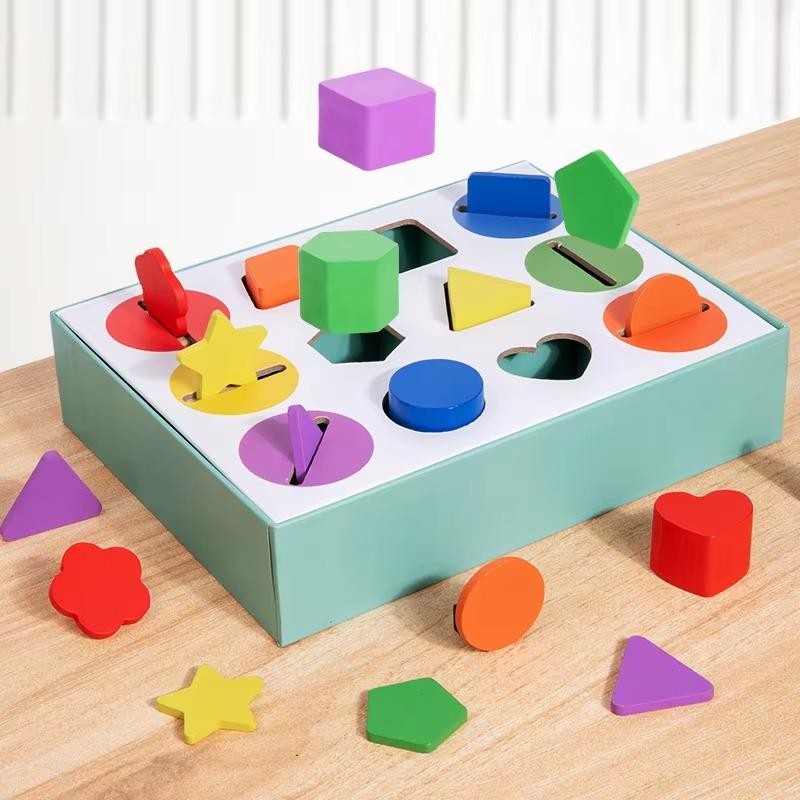 3D Shapes Geometric Solids Wooden Color Toy Sorting Toy Developmental ...