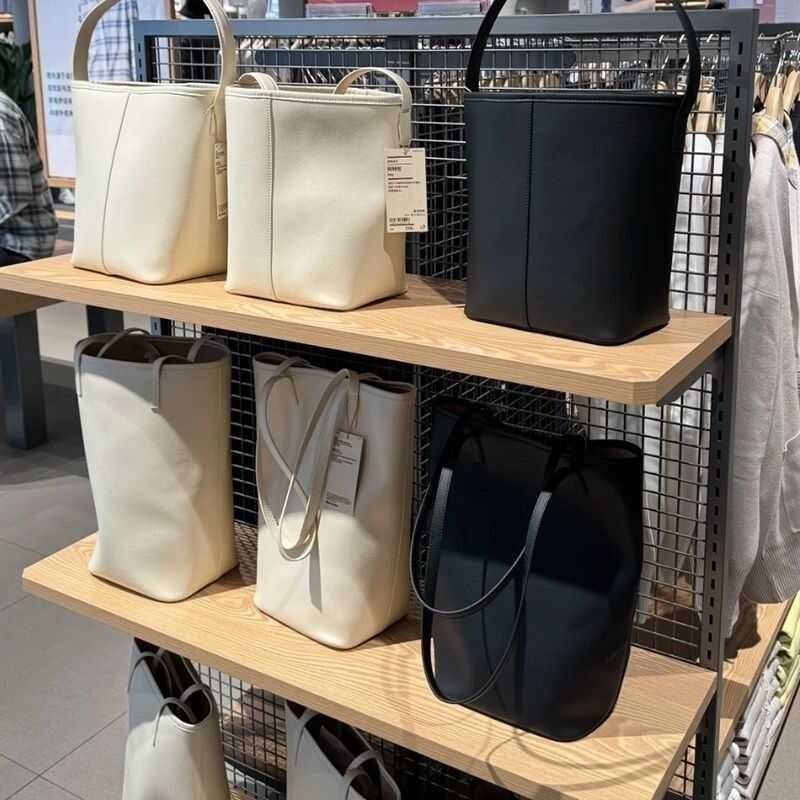 2025 Japan MUJI Japanese Unprinted Bucket Women's Tote Versatile Large ...
