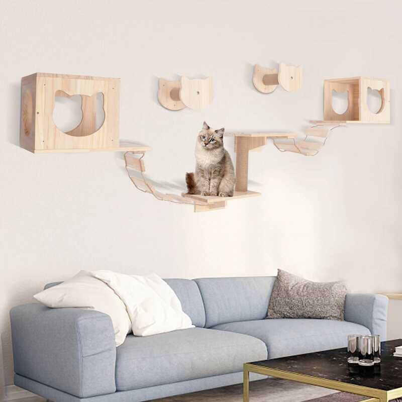 3 Wooden 3 Cat House Kit Wall-Mounted Furniture Jump Platform ...