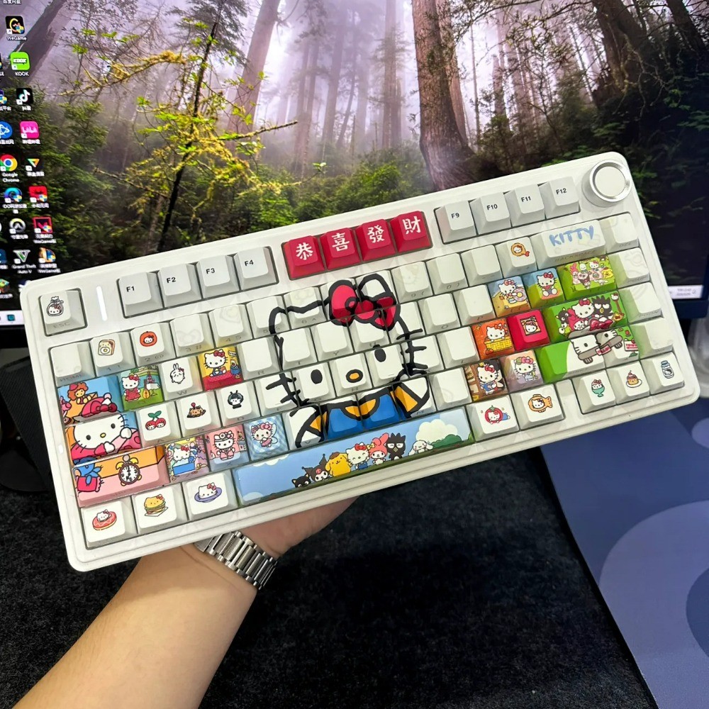 Hello Kitty Keycap Cherry Profile 74/130 Keys PBT Letter Side-printed ...