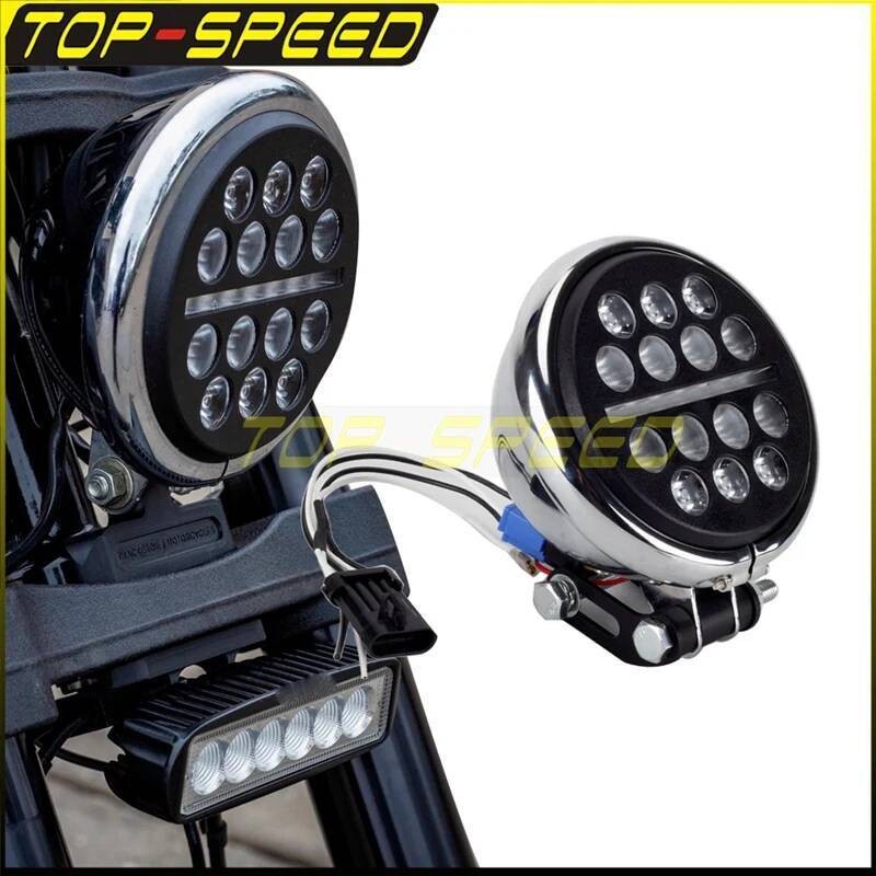 Chrome Black Integrated LED Headlight Kit Reloion Extension Block Wire ...