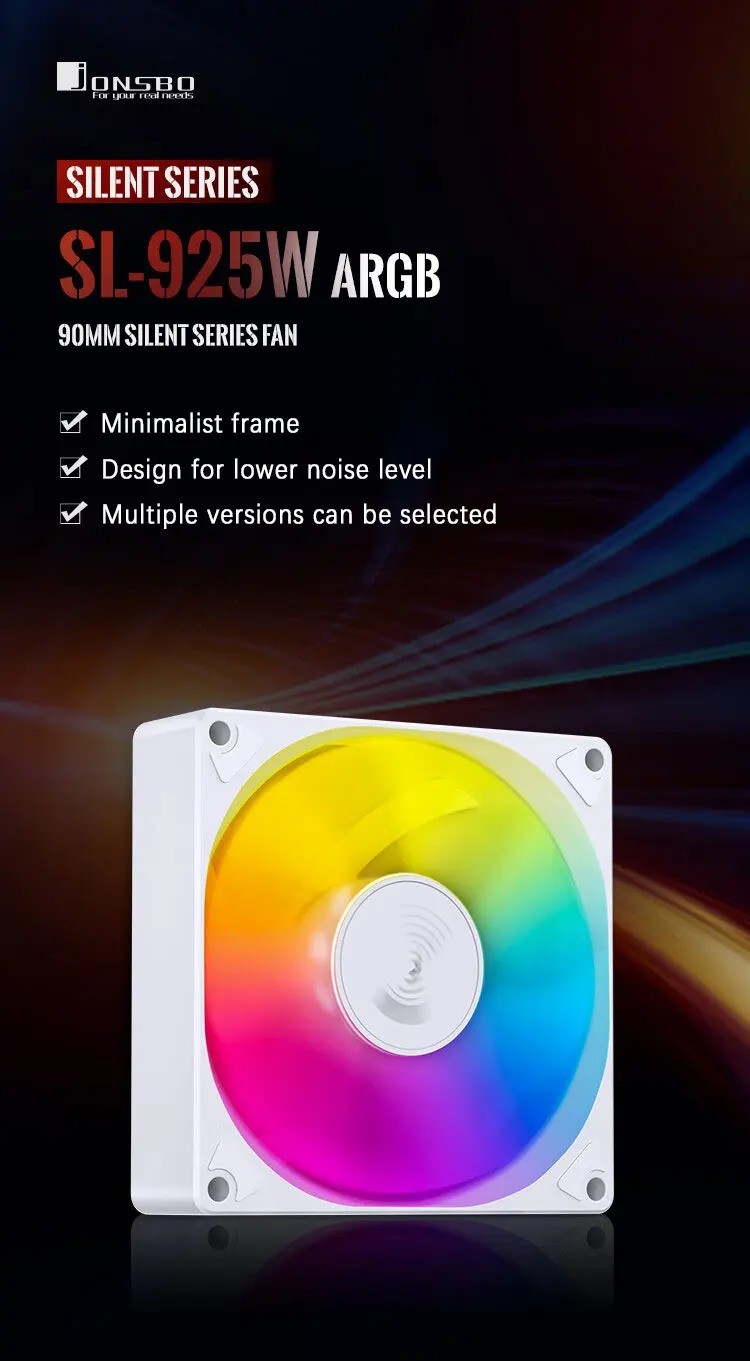 JONSBO SL-925 Computer Case Fan 9cm 3pin ARGB Light Effect CPU Cooling ...