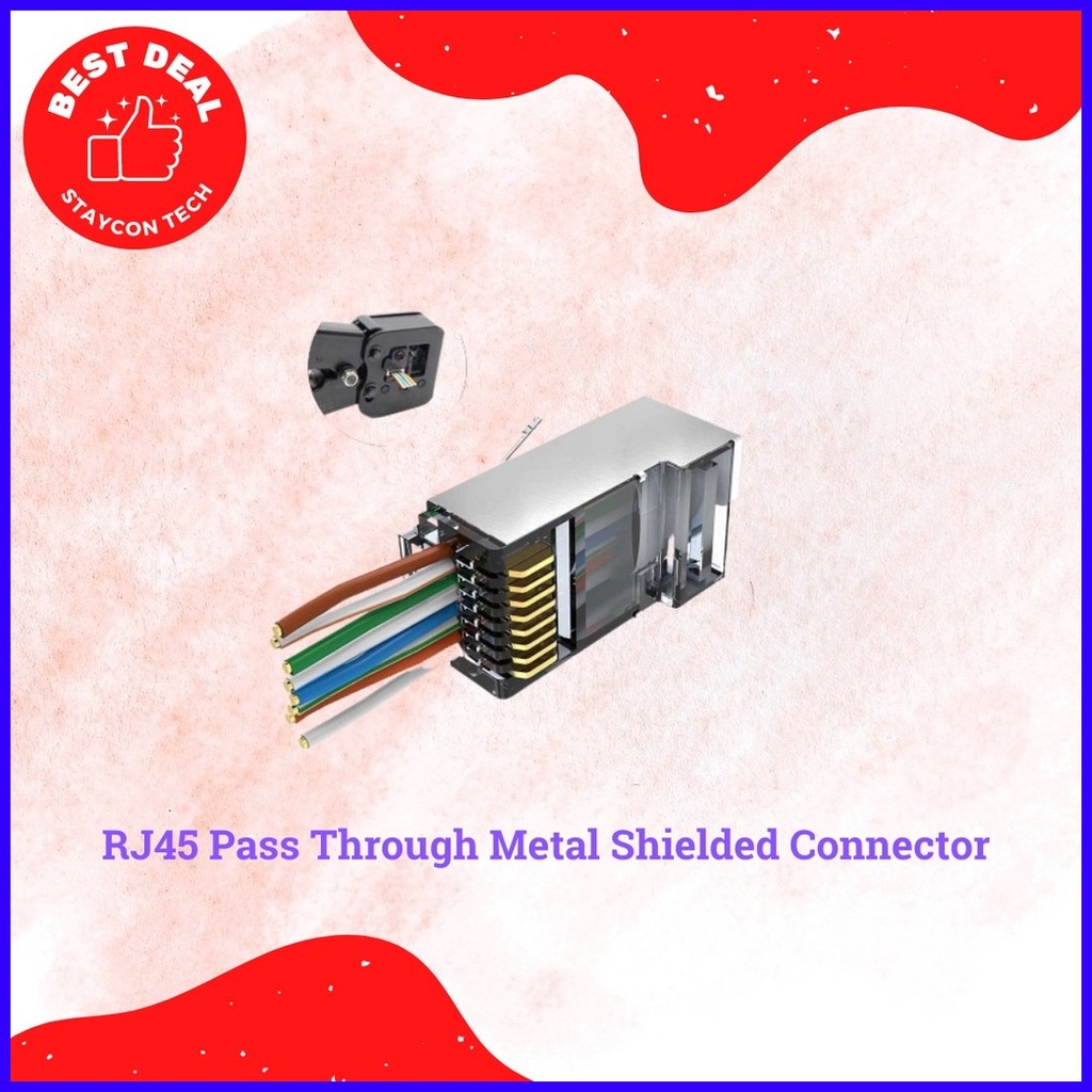 50 / 100 PCS Comlink RJ45 Pass Through Metal Shielded Connector ...