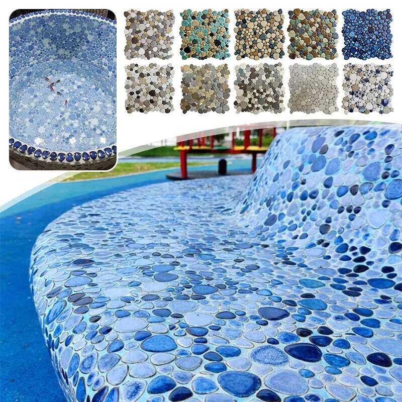 COD Vinyl Floor Wallpaper X Cm Ceramic Pebble Mosaic Tiles Spa Pools ...