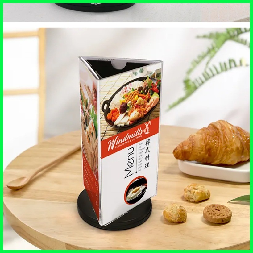 ♣ 3-Sided Rotating Menu Holder Acrylic Menu Price List Ad Desktop ...