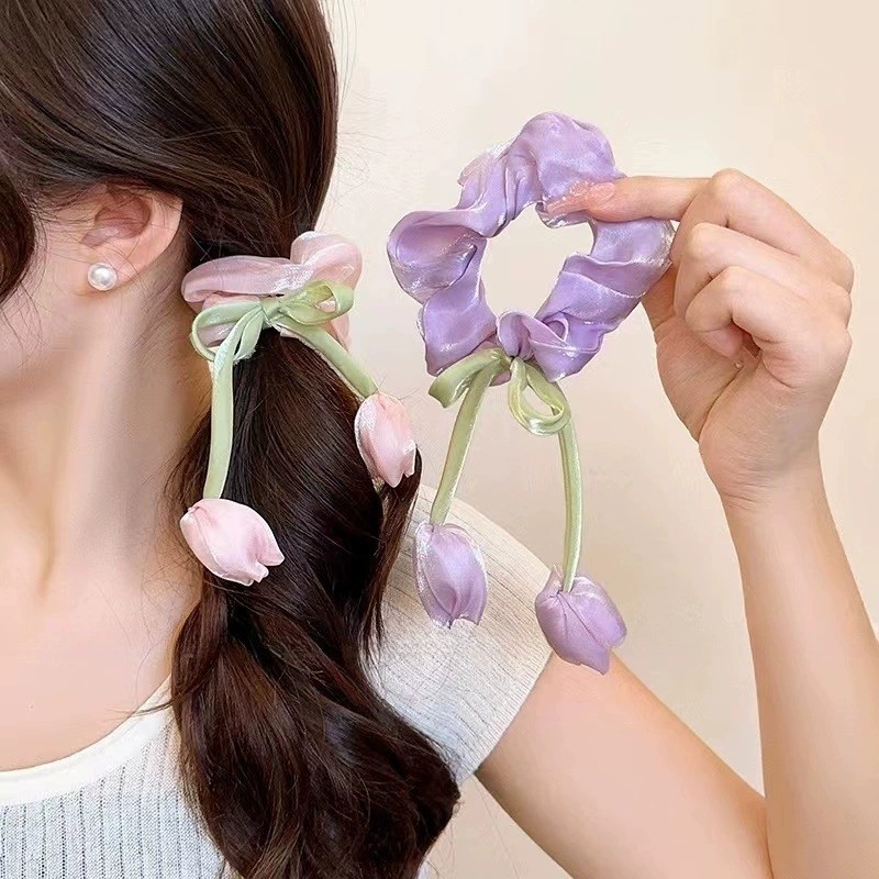 Korean Series Fashion Tulip Hair Ropes for Girl Sweet Cute Flower ...