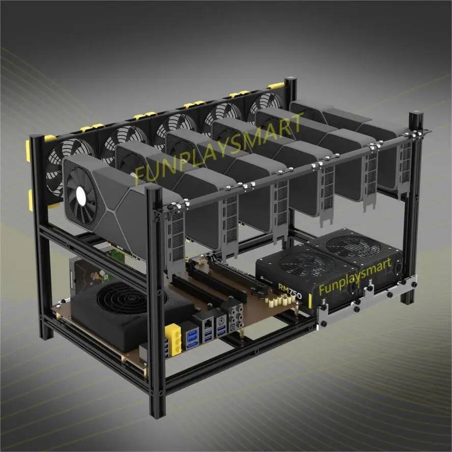 V4C Funplaysmart 6-GPU Aluminum Mining Case, Stackable Miner Frame ...