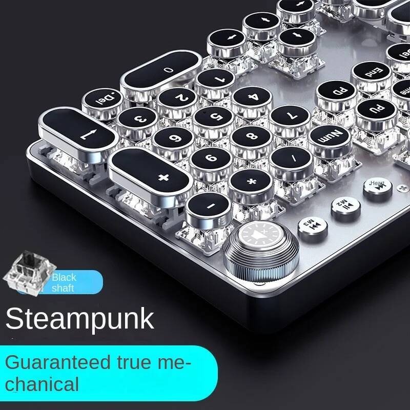 Punk Retro Electroplated Knob Illuminated Wired Mechanical Keyboard ...