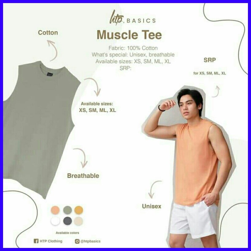 htp muscle tees (Unisex) with new light colors | Shopee Philippines