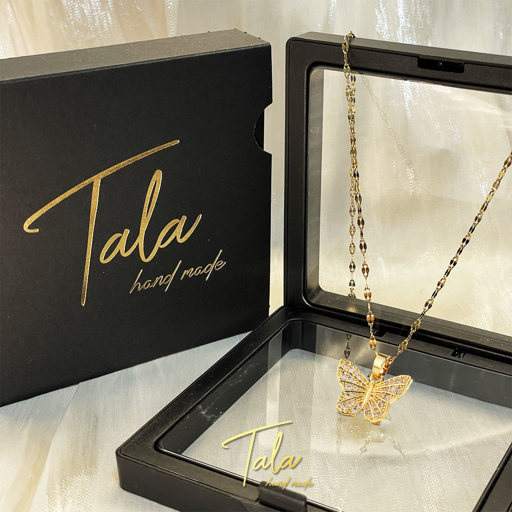 TALA Hand Made Titanium Necklace Butterfly Women Anti-Character Golden ...