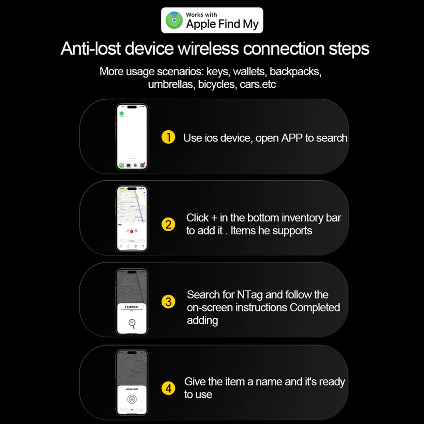 Smart GPS Tracker Tag For Android IOS Apple Find My APP ITag Anti Lost ...