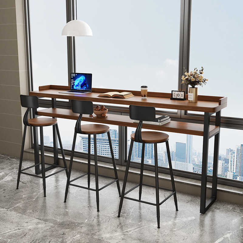 A Balcony Home Bar Double Layer Solid Wood Partition Window Wall Side ...