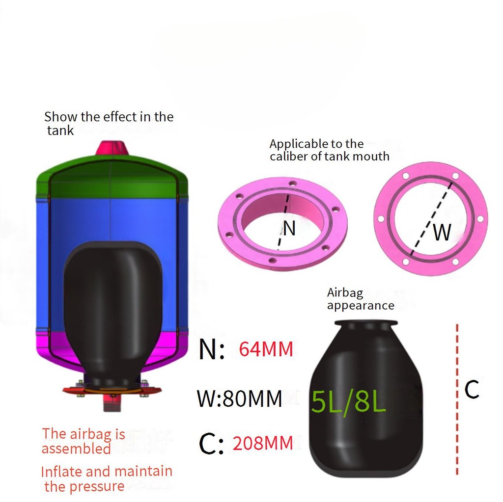 5L-150L Diaphragm Type Expansion Tank with Rubber Bladder - EPDM/NBR ...