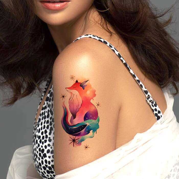 Ink Mark Fox Tattoo Sticker Fresh Waterproof Calrm Female Arm Pattern ...
